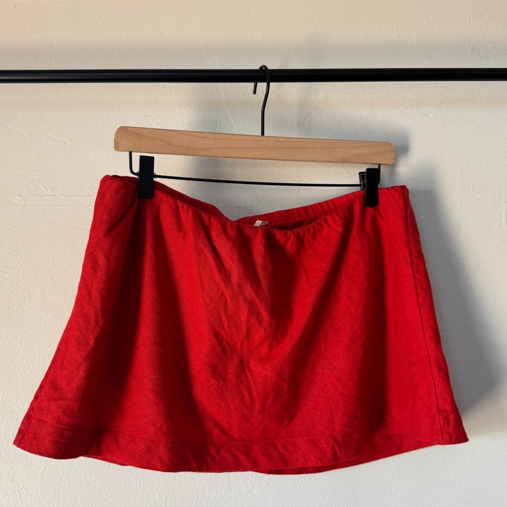 FP Red Little Micro Mini Cotton-Linen Skort